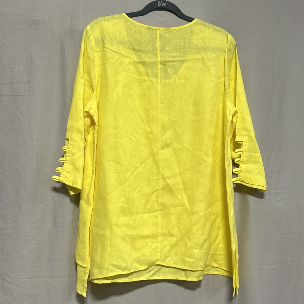 Ali Miles‎ linen yellow tunic top / Size L / Box 5-35 - Picture 6 of 8